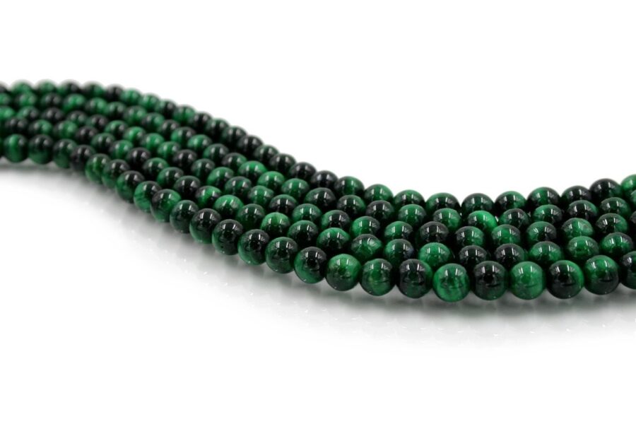 Occhio di Tigre Verde fili tondi 8mm - <strong>Foro 2,5mm</strong>