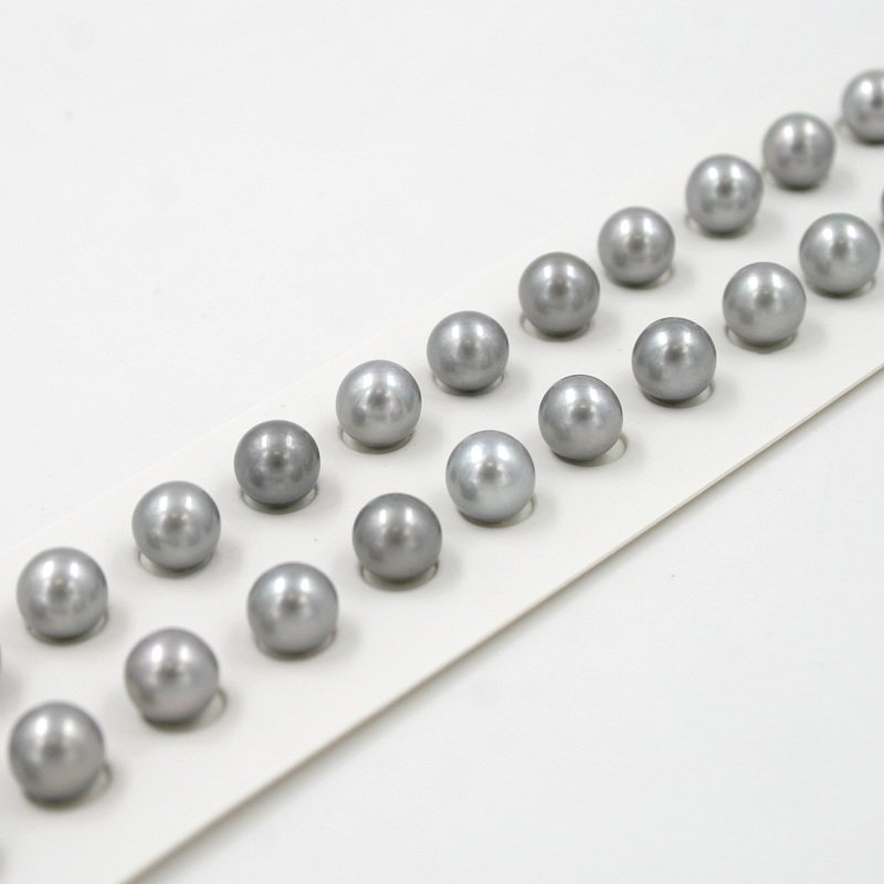 Perle d'Acqua Dolce coppie round 7-7½mm - Color Grigio