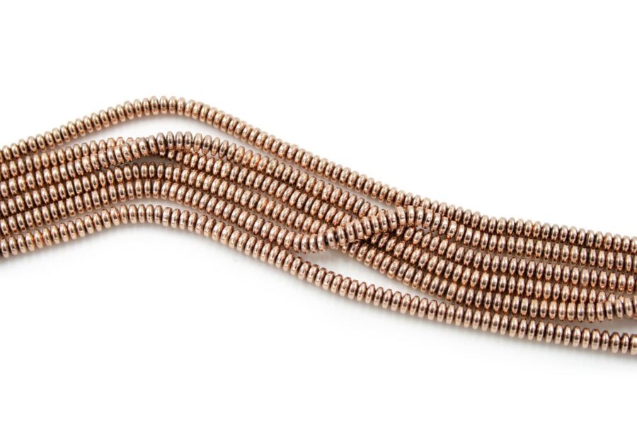 Ematite fili rondelle lisce 4x2mm - Rosa