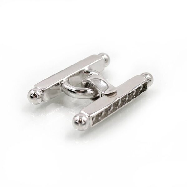 Chiusura in argento 925‰ forma H a 7 ganci - Rodiato