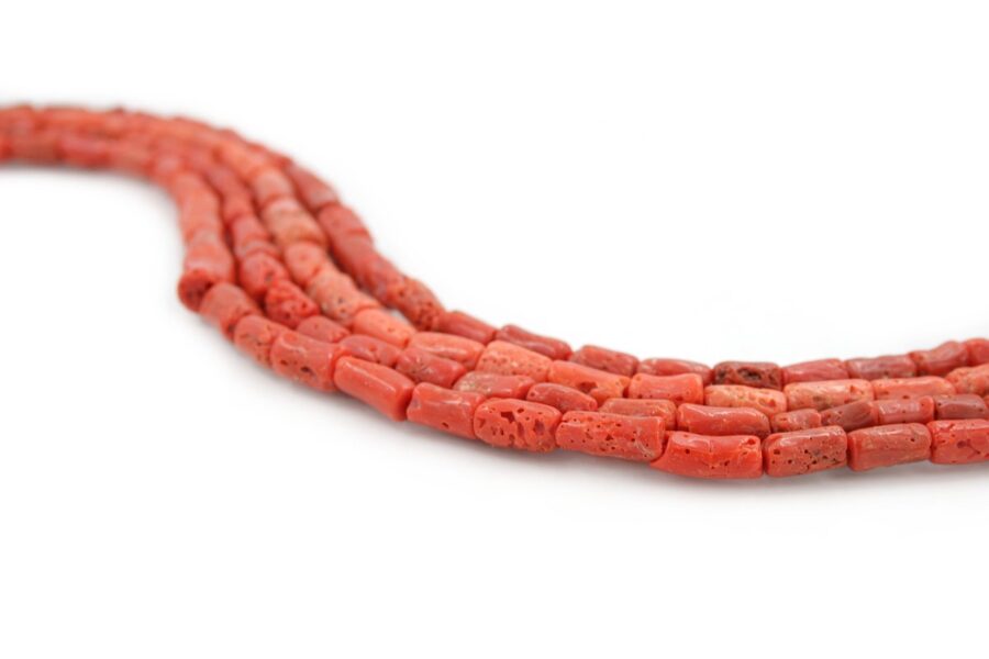 Corallo Mediterraneo fili cilindri 12x5mm - 15x5mm