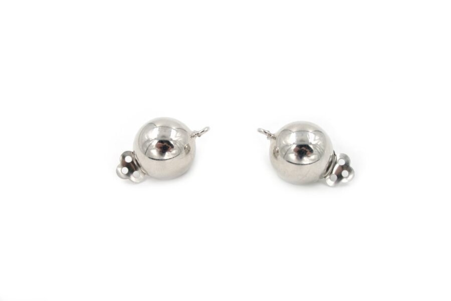 Argento 925‰ orecchini clips semisfera 14mm rodiato - immagine 2