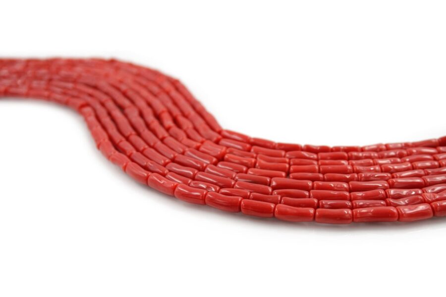 Corallo Mediterraneo fili cilindri scuro 5x10mm - immagine 2
