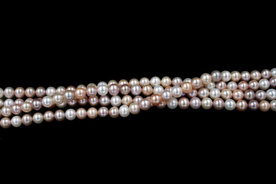 Perle d'acqua Dolce fili round 7½-8mm - Naturale e Fili Multicolor - immagine 2