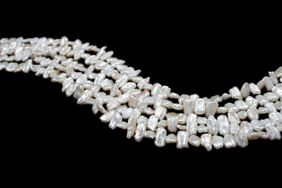 Perle d'acqua Dolce fili flat ~12x8mm / ~14x8mm - immagine 2