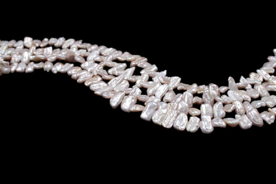 Perle d'acqua Dolce fili flat 13x7mm / 17x9mm - Colori Naturali - immagine 2
