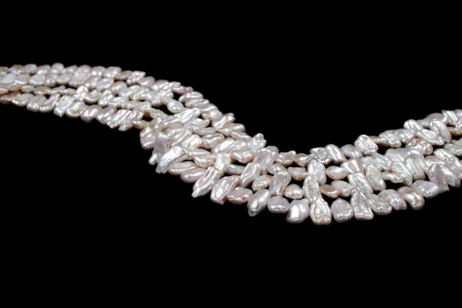 Perle d'acqua Dolce fili flat 13x7mm / 17x9mm - Colori Naturali - immagine 3
