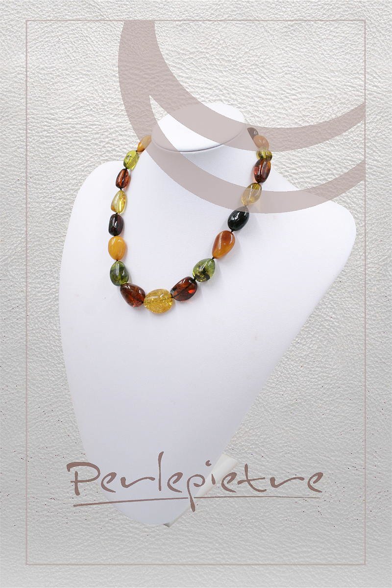 Ambra colombiana multicolor collana sassi - immagine 2