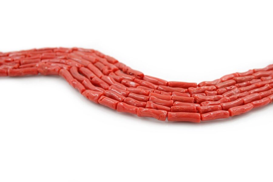 Corallo Mediterraneo fili cilindri pari 13x4mm / 17x6mm
