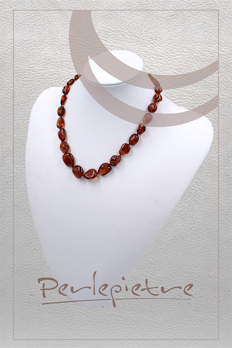Ambra Baltica fili forma fagioli - Cognac e Multicolor - immagine 3