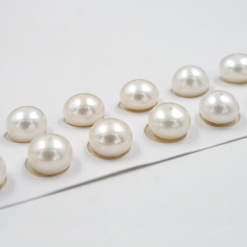 Perle d'Acqua Dolce coppie bottoni 10-10½mm - Foro Passante - immagine 2