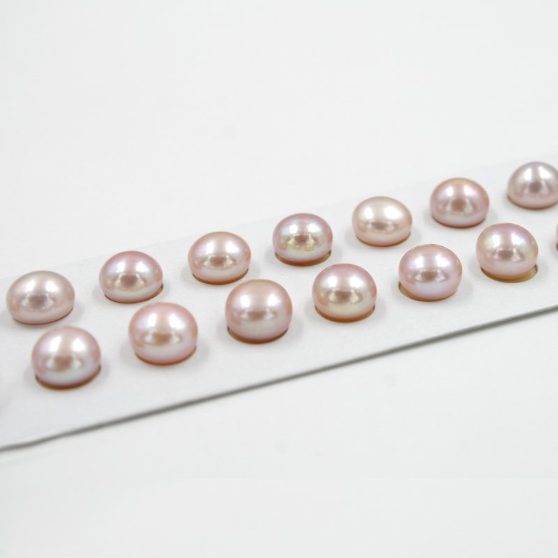 Perle d'Acqua Dolce coppie bottoni 8,5mm - Color Naturale - immagine 4