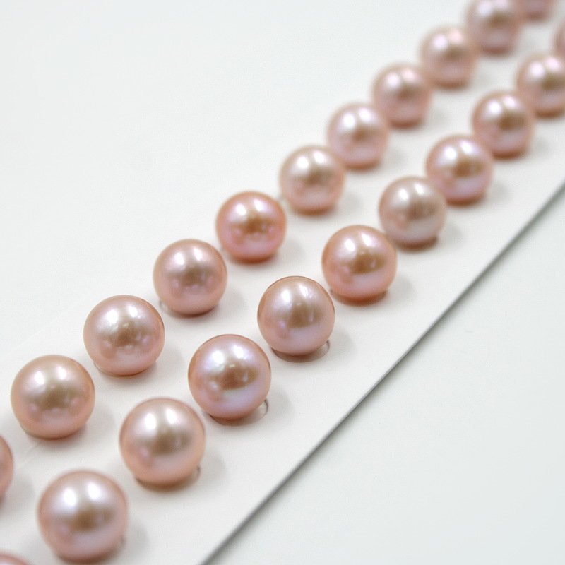 Perle d'Acqua Dolce coppie round 8-8½mm - Color Naturale - immagine 2
