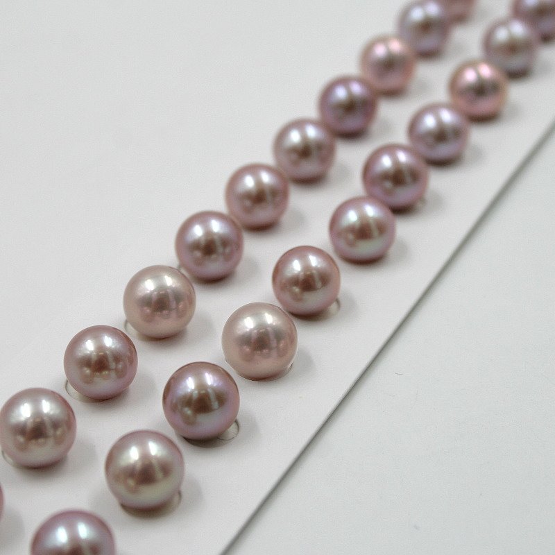 Perle d'Acqua Dolce coppie round 8-8½mm - Color Naturale - immagine 3