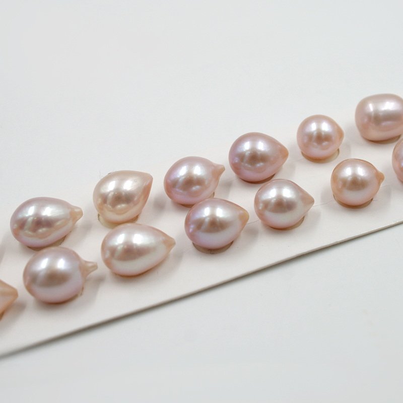 Perle d'Acqua Dolce coppie goccia 10mm - Color Naturale - immagine 2