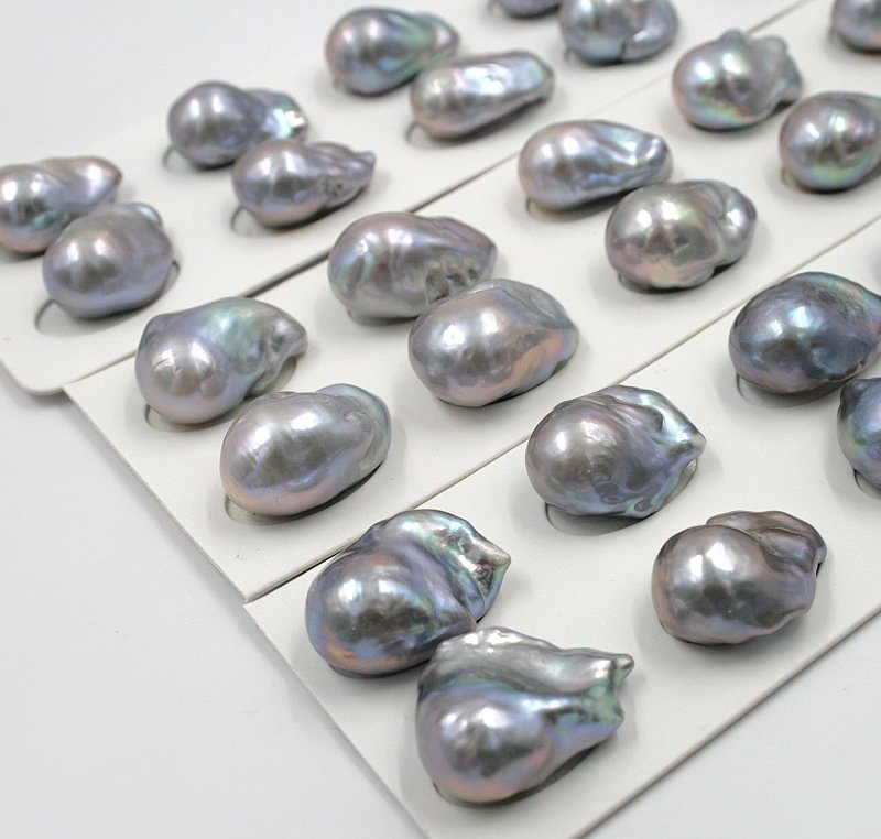 Perle d'Acqua Dolce coppie barocche ~12-15mm - Silver Color - immagine 3