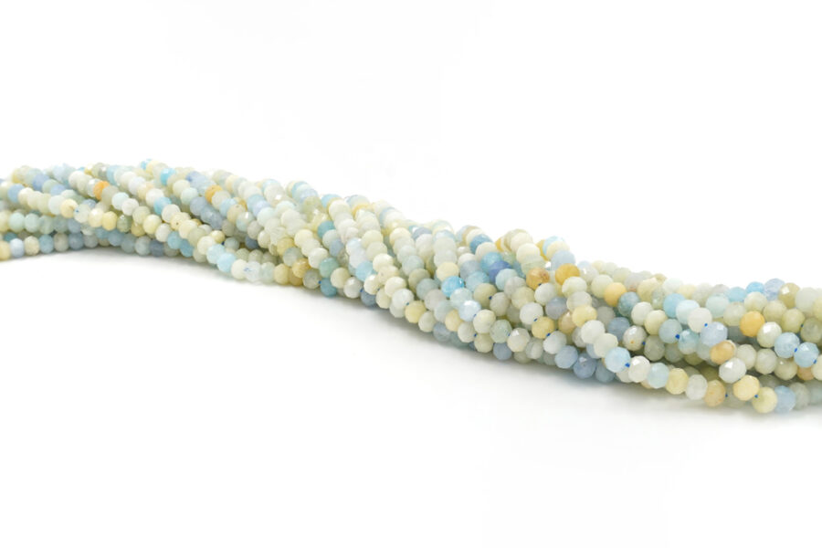 Acquamarina fili rondelle sfaccettate 6x4mm - immagine 2