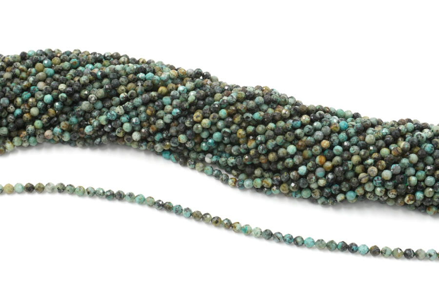 Turchese Africano fili round sfaccettati 4mm