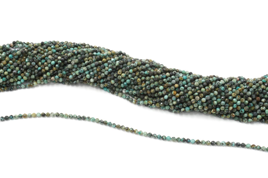 Turchese Africano fili round sfaccettati 4mm - immagine 2