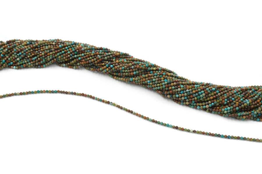 Turchese Africano fili round sfaccettati 3mm - immagine 2