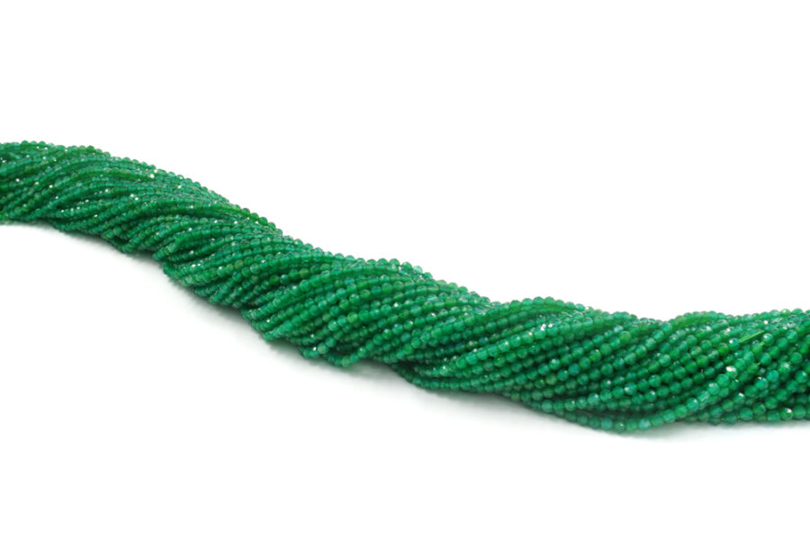 Agata verde fili round sfaccettati 3mm - immagine 2