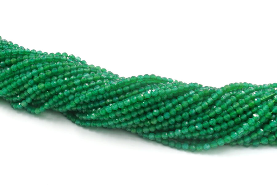 Agata verde fili round sfaccettati 3mm