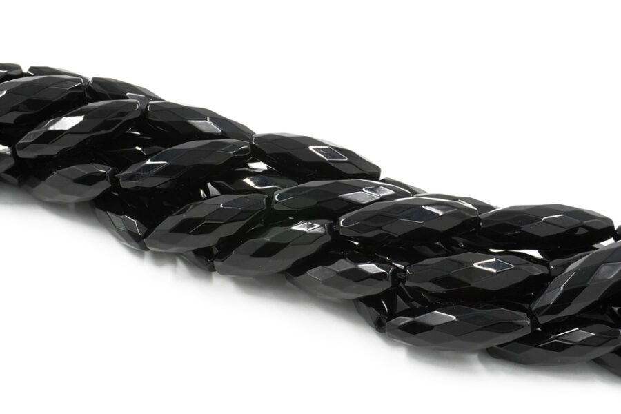Agata nera fili olive sfaccettate 30x10mm - immagine 3