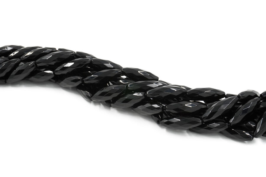Agata nera fili olive sfaccettate 30x10mm - immagine 4
