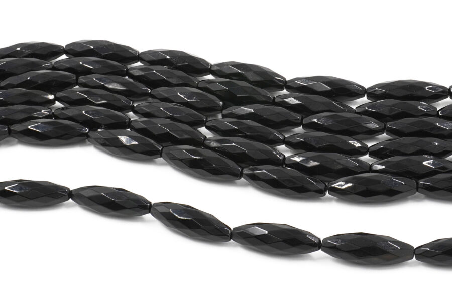 Agata nera fili olive sfaccettate 30x10mm