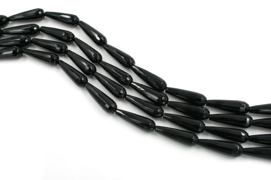 Agata nera fili drop sfaccettati 30x10mm