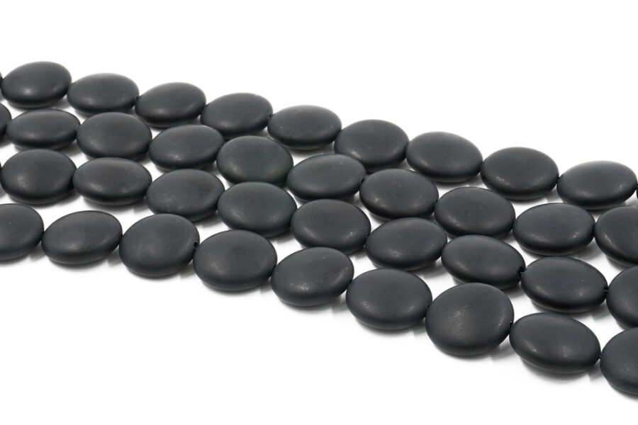 Agata nera satinata fili monete 20mm