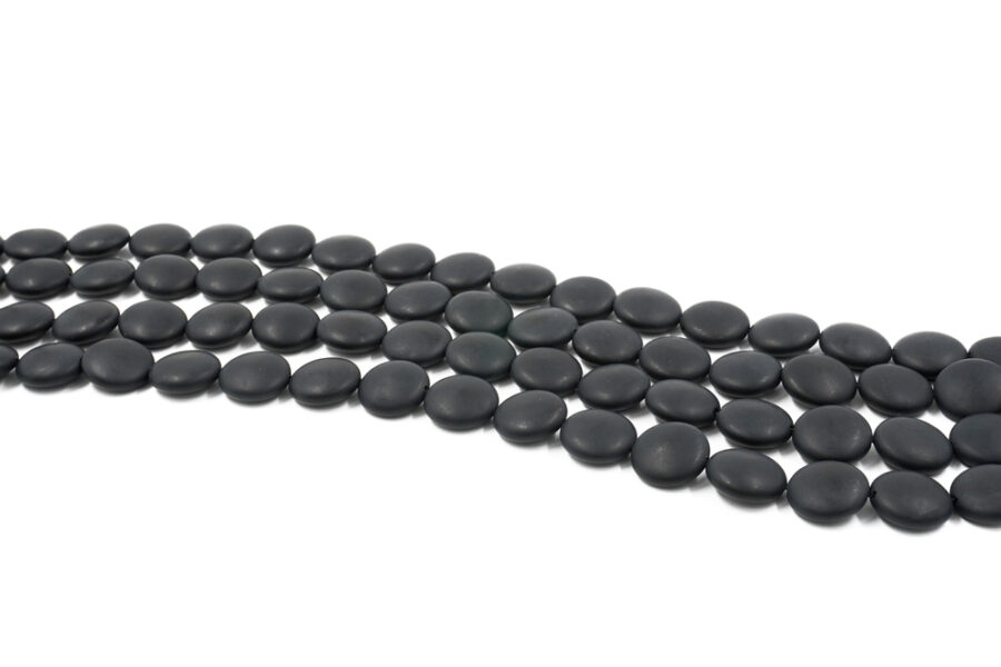Agata nera satinata fili monete 20mm - immagine 2