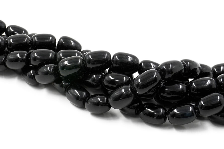 Agata nera fili barilotti 18x13mm