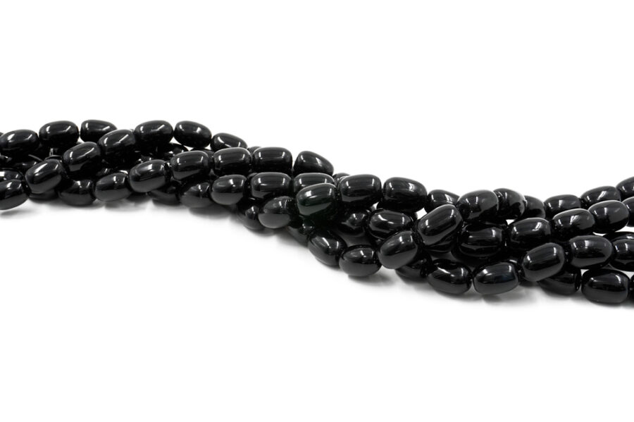 Agata nera fili barilotti 18x13mm - immagine 2
