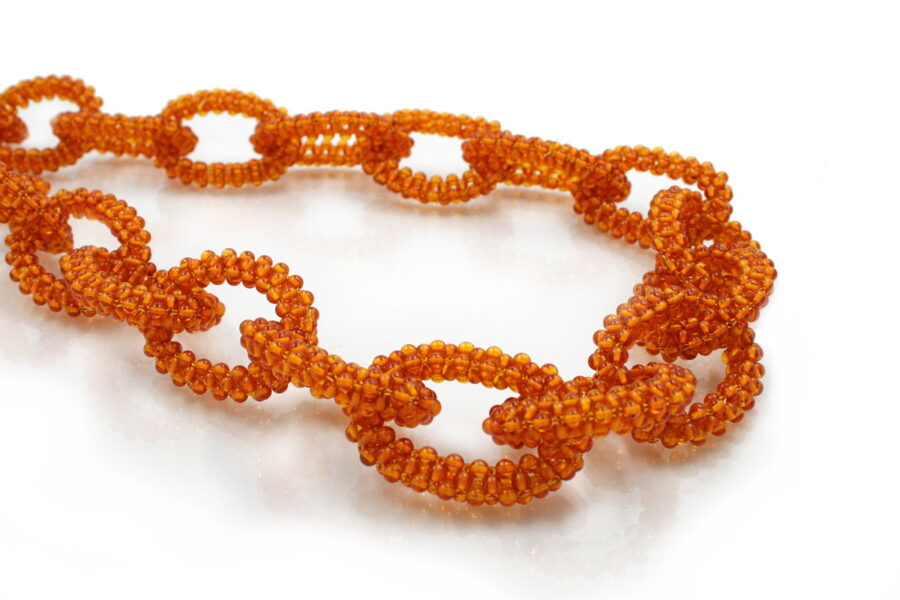 Ambra Baltica collana a catena con pallini di 3mm