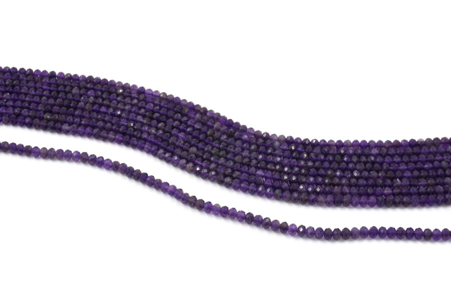 Ametista fili rondelle sfaccettate 6x4mm - immagine 2
