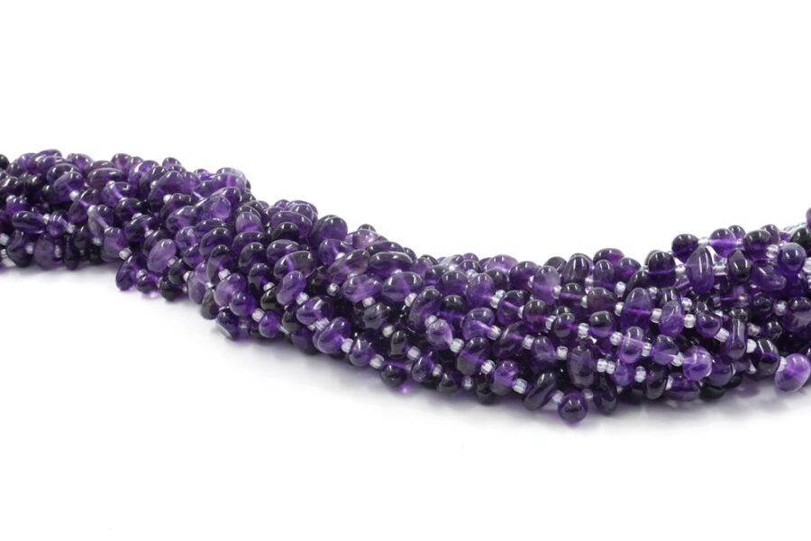Ametista fili sassi irregolari ~10x6mm – Foro Lato Corto - immagine 2