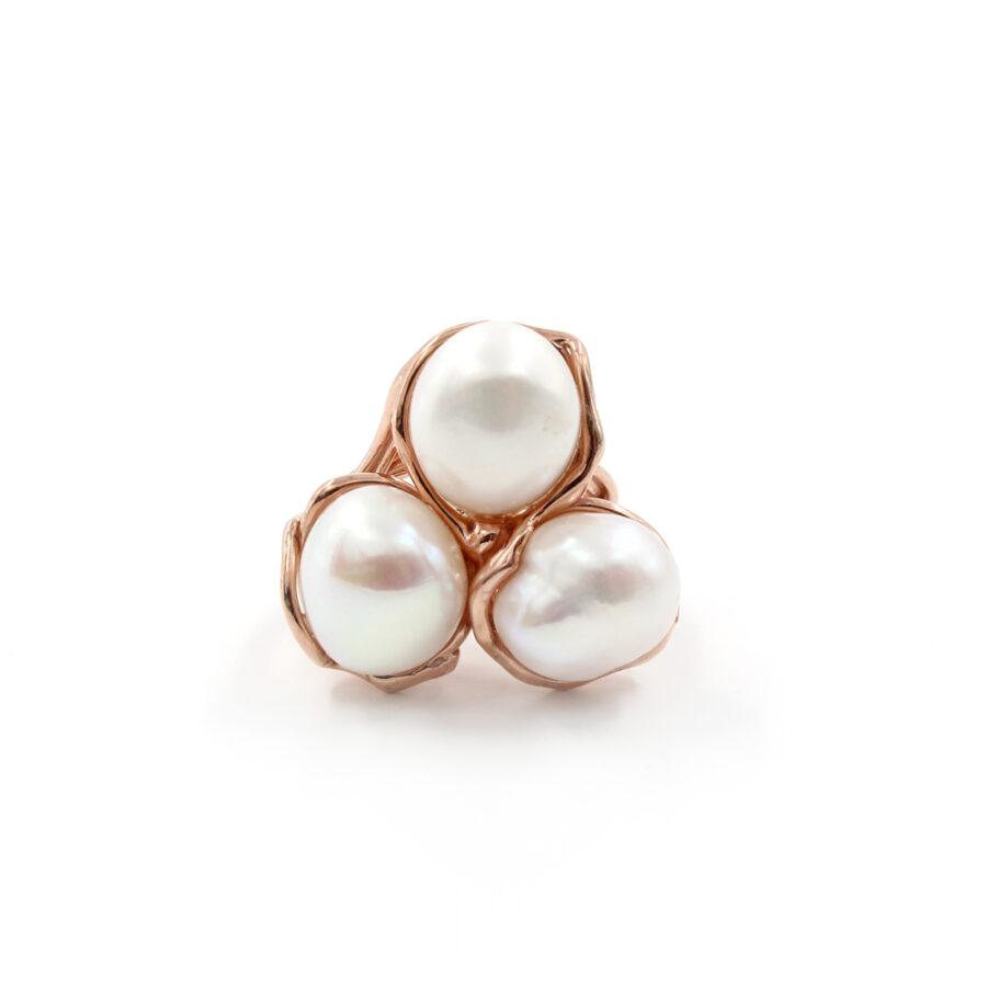 Anello in Argento 925‰ con tre perle – Rosato