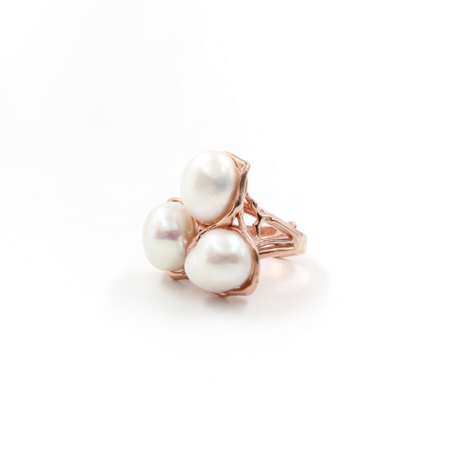 Anello in Argento 925‰ con tre perle – Rosato - immagine 2