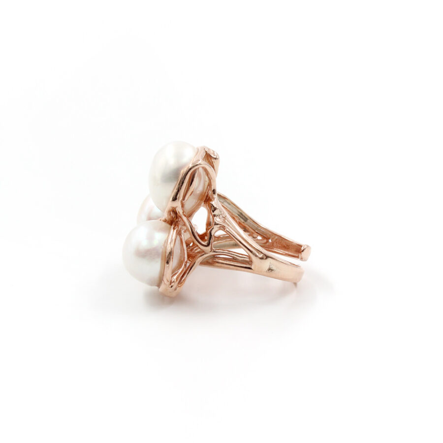 Anello in Argento 925‰ con tre perle – Rosato - immagine 3
