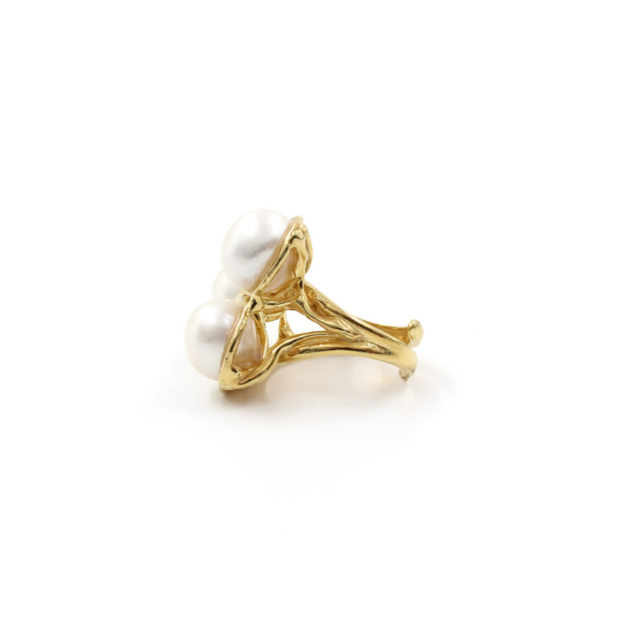 Anello in Argento 925‰ con tre perle – Dorato - immagine 3