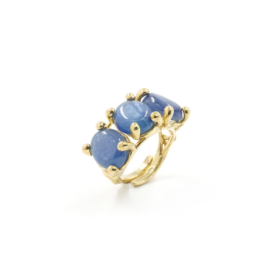 Anello Trilogy in Argento 925‰ con spole cianite – Dorato