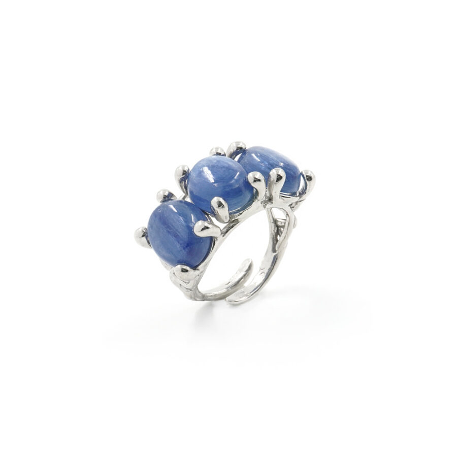 Anello Trilogy in Argento 925‰ con spole cianite – Platinato