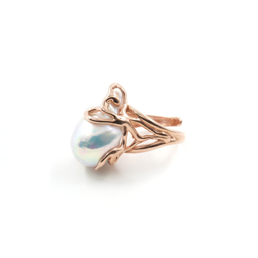 Anello in Argento 925‰ con perla barocca – Rosato