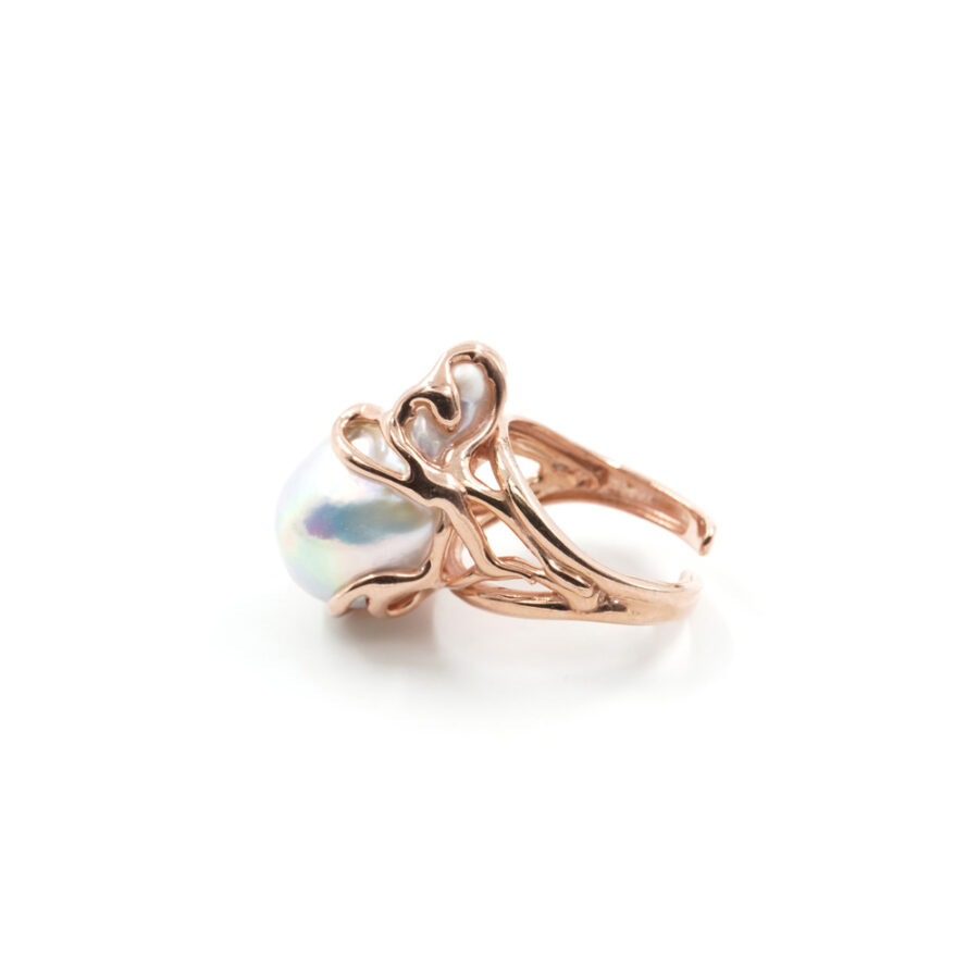Anello in Argento 925‰ con perla barocca – Rosato - immagine 2
