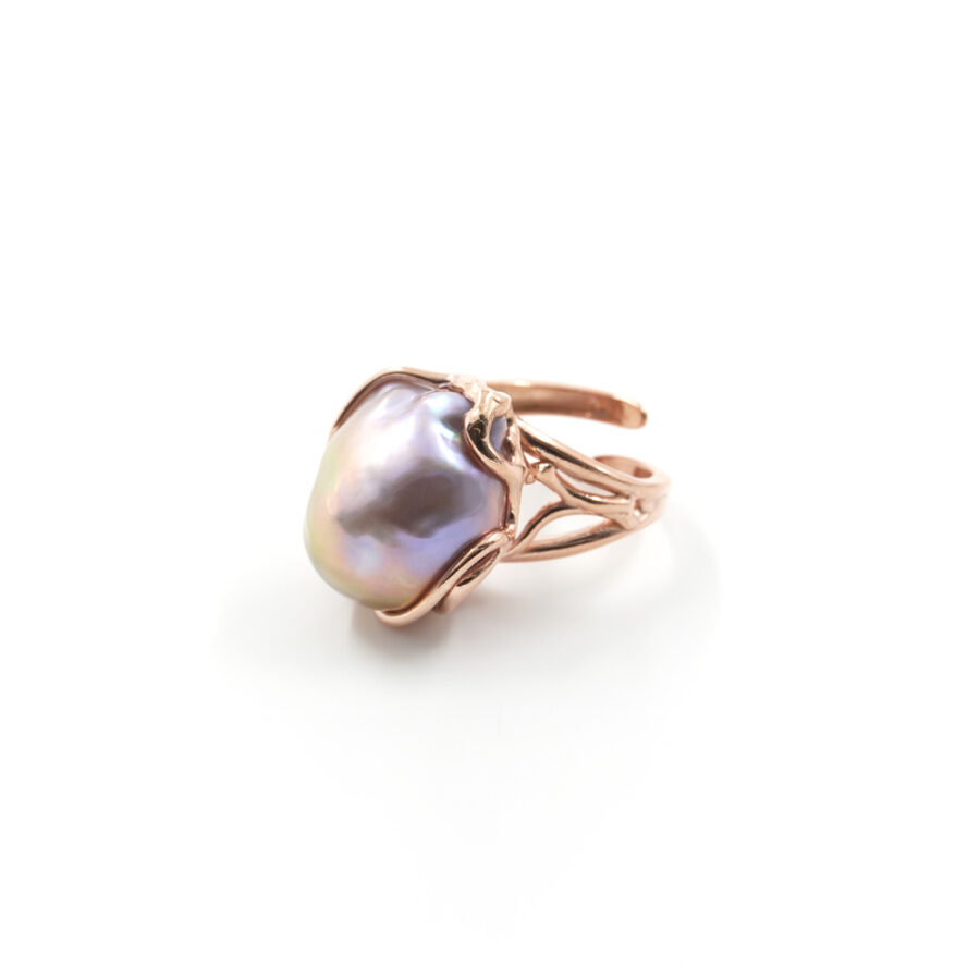Anello in Argento 925‰ con perla barocca – Rosato - immagine 3