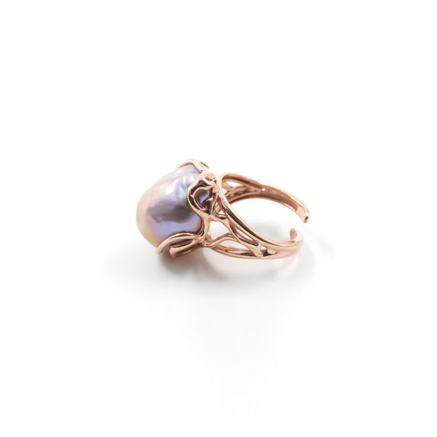 Anello in Argento 925‰ con perla barocca – Rosato - immagine 4