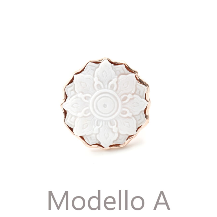 Anello in Argento 925‰ con cammeo di conchiglia inciso – Rosato