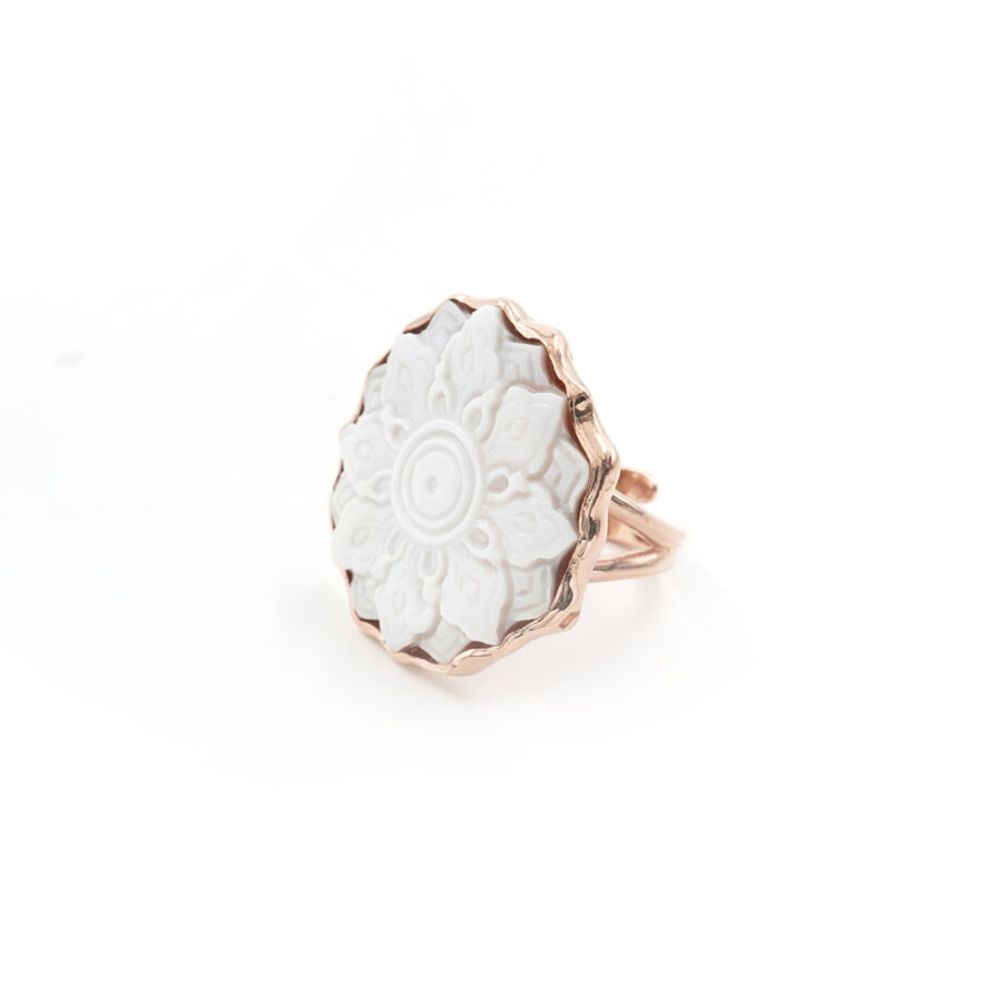 Anello in Argento 925‰ con cammeo di conchiglia inciso – Rosato - immagine 2