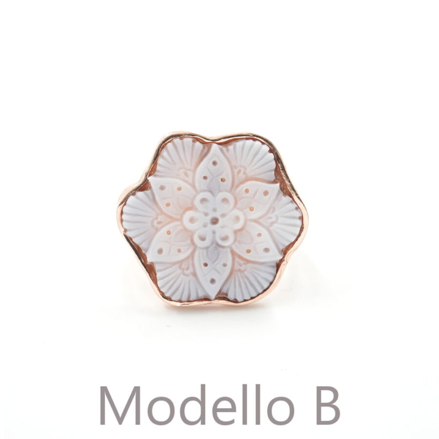 Anello in Argento 925‰ con cammeo di conchiglia inciso – Rosato - immagine 4